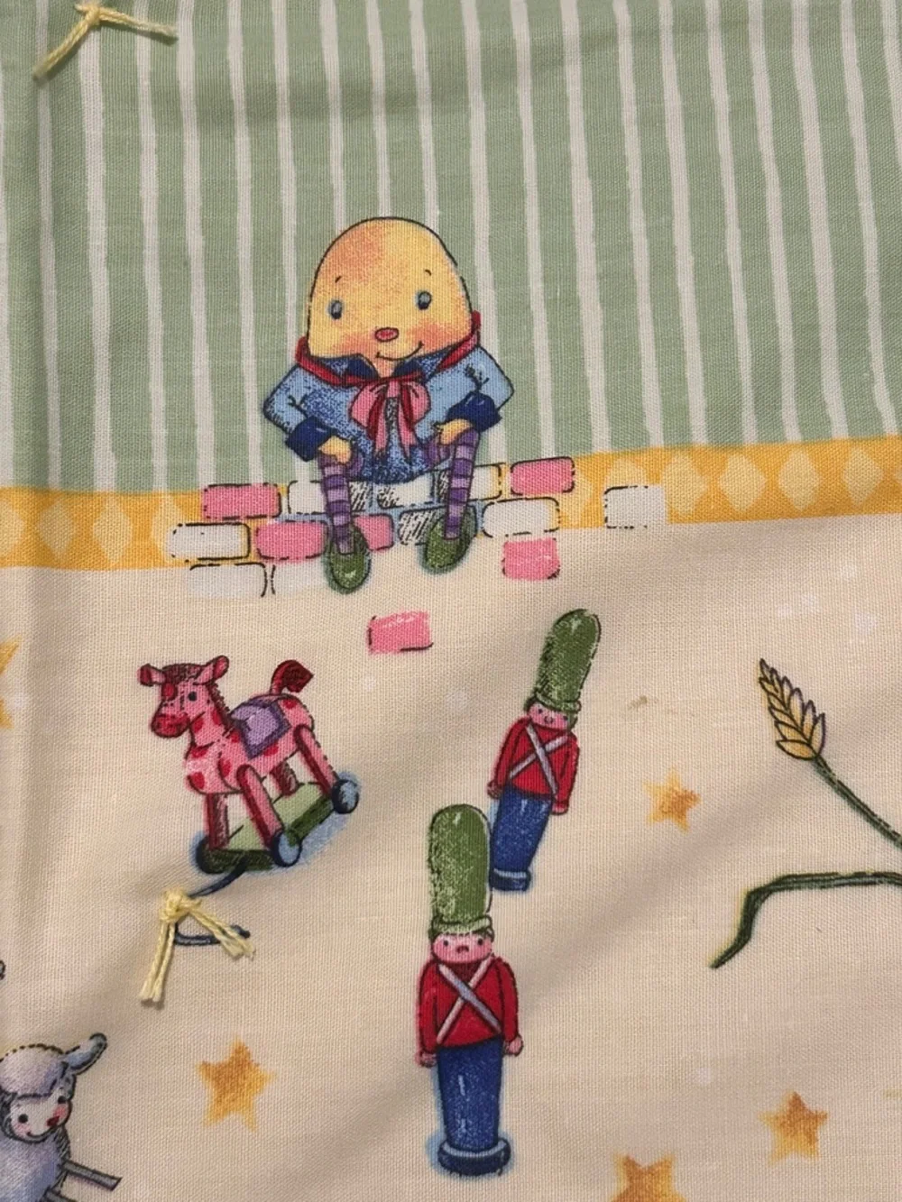 Hand Tied Mother Goose Nursery Rhyme Baby Quilt Blanket Mint Green 54x42